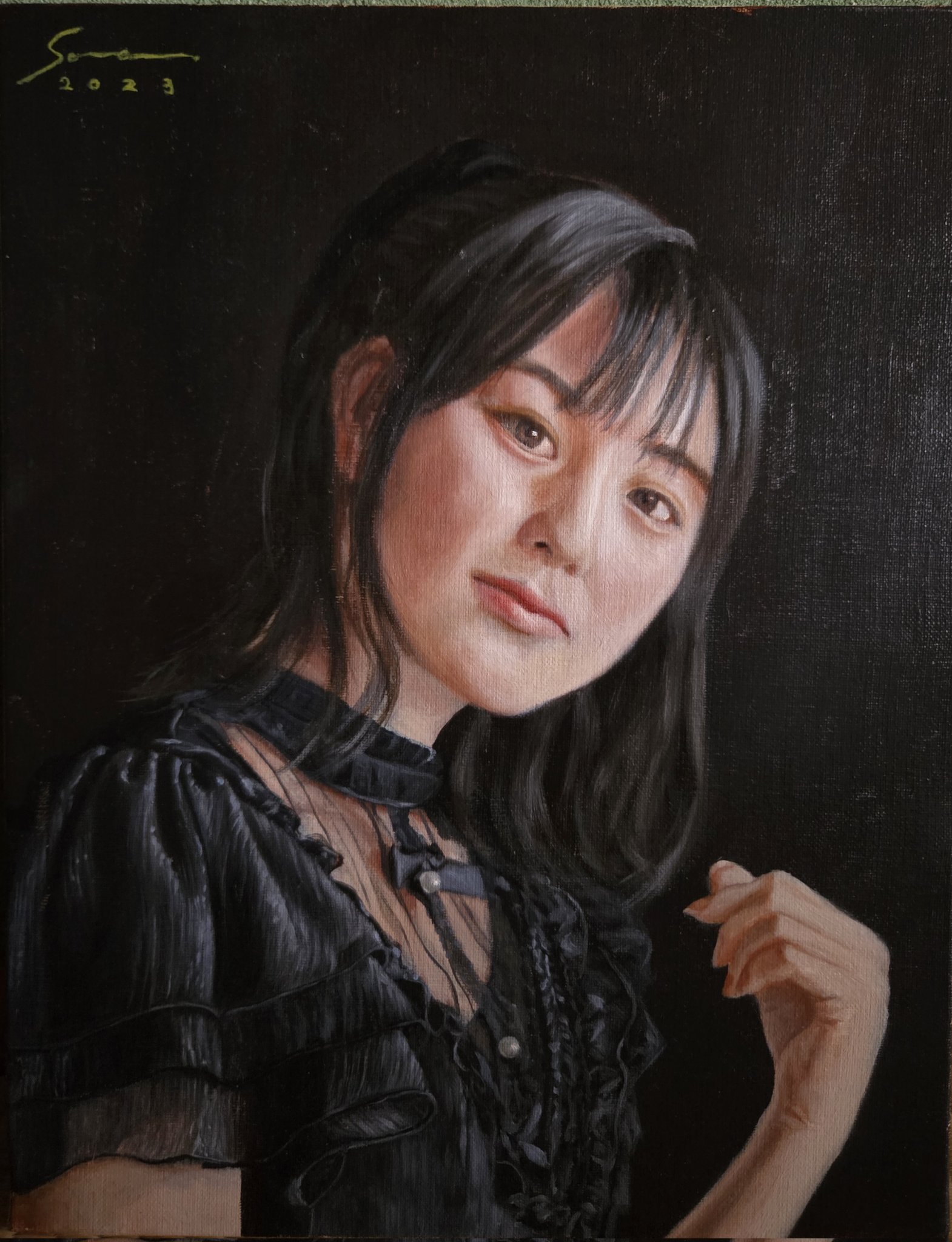 油絵「物思いに耽る女性」 風韻」F4 油彩 #油絵 #川畑太 #人物画 #横顔 #oilcolor