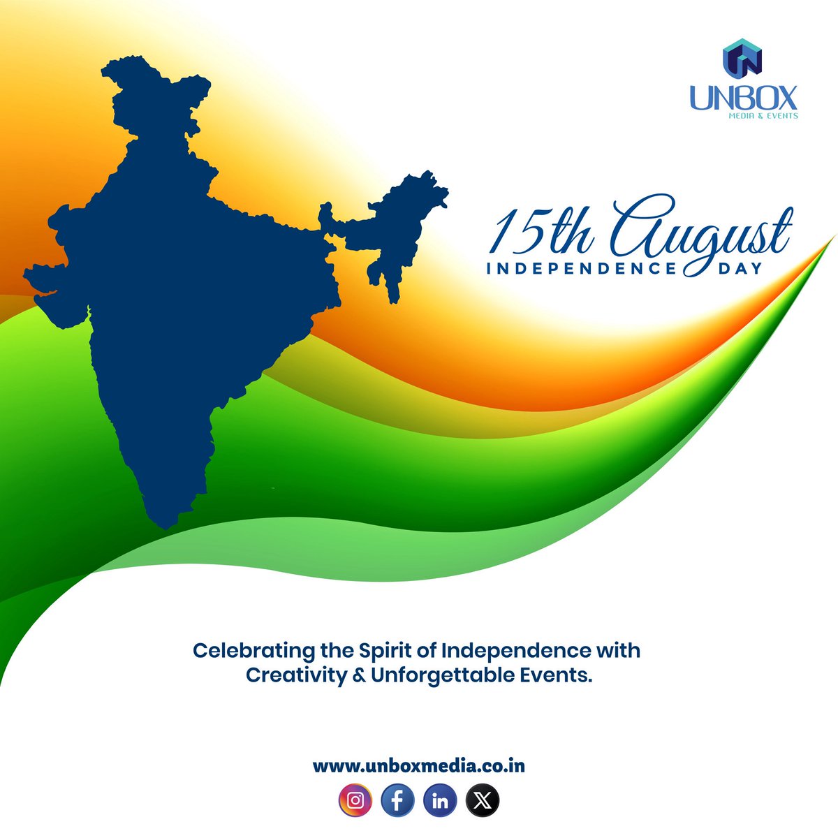 mediaunbox's tweet photo. Happy Independence Day 🇮🇳

#happyindependenceday #india #independencedayindia #festivalvibes #unboxmedia #unboxevents #unboxmediaandevents #mediaunbox #promotions #exhibitions #activations #outdooradvertisments #eventmanagement #eventorganizers #advertisingagency #teamunbox https://t.co/usk3WJGcmG