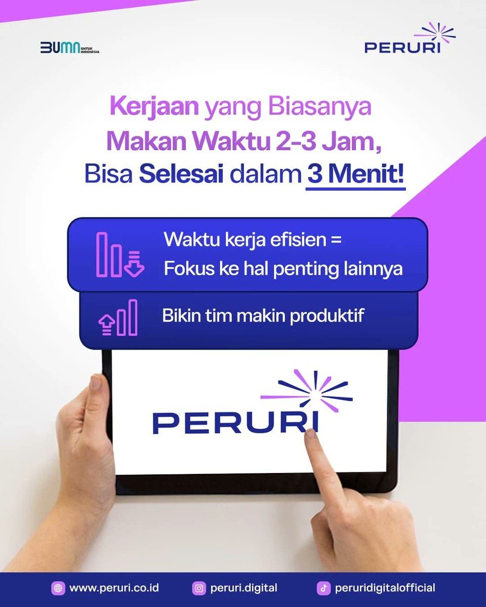 Mulai hari ini, kerja lebih cepat, sah, dan efisien!

Tanpa drama data tak valid atau pekerjaan menumpuk produk digital PERURI bikin semua lebih praktis.

Kerja cerdas dimulai dari sistem yang tepat.

#PERURI #GoDigital #TandaTanganDigital #MeteraiElektronik #KerjaCerdas