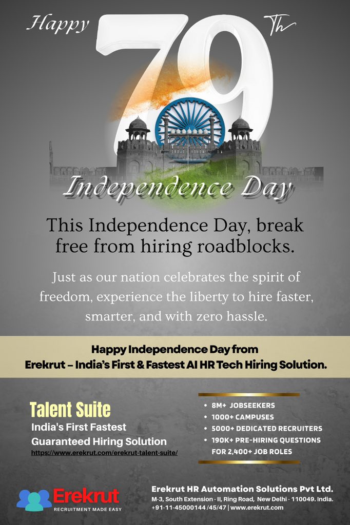 rgoyalerekrut's tweet photo. 🇮🇳 *Wishing you all a very Happy 79th Independence Day!* 🇮🇳

Today is not just about celebrating freedom — it’s about breaking barriers and moving forward with courage, clarity, and new opportunities.

Let’s carry this spirit into everything we do, in life and in work. https://t.co/nvIKbN28rL