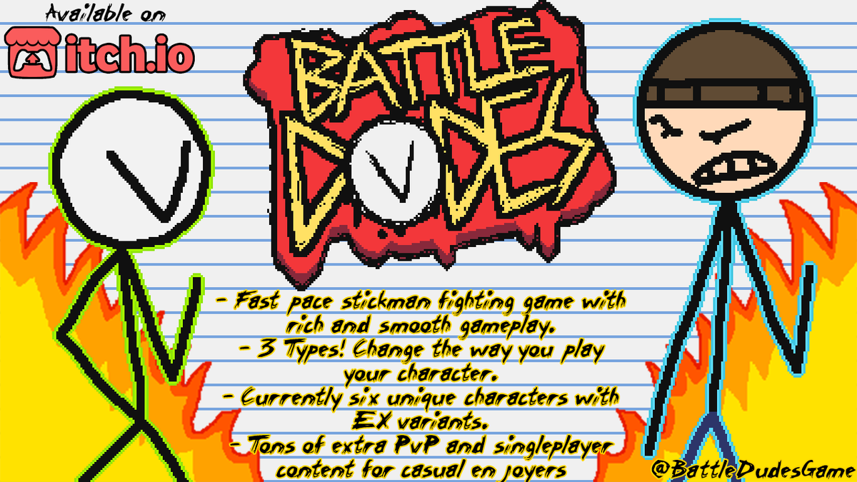 BattleDudesGame's tweet photo. Neat little advertisement image. Don't know where to use it, but maybe as a quick way of showing off some surface-level features? Probably gonna pair it with a new trailer too. https://t.co/waDJeEOi0m