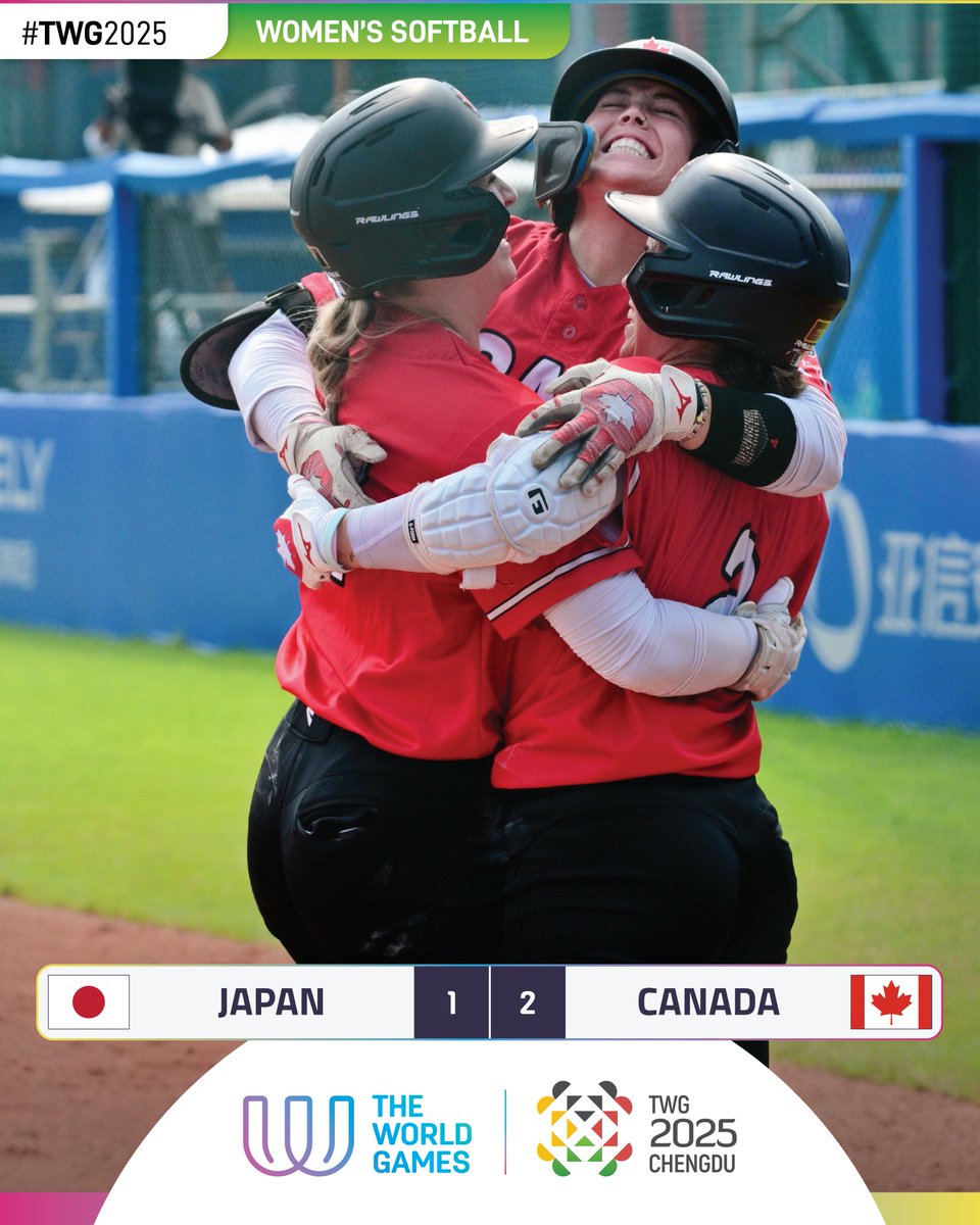 🇨🇦Canada clinch first place in Group B — next stop, semifinals!🔝

The World Games 
#TWG2025 #WomensSoftball
