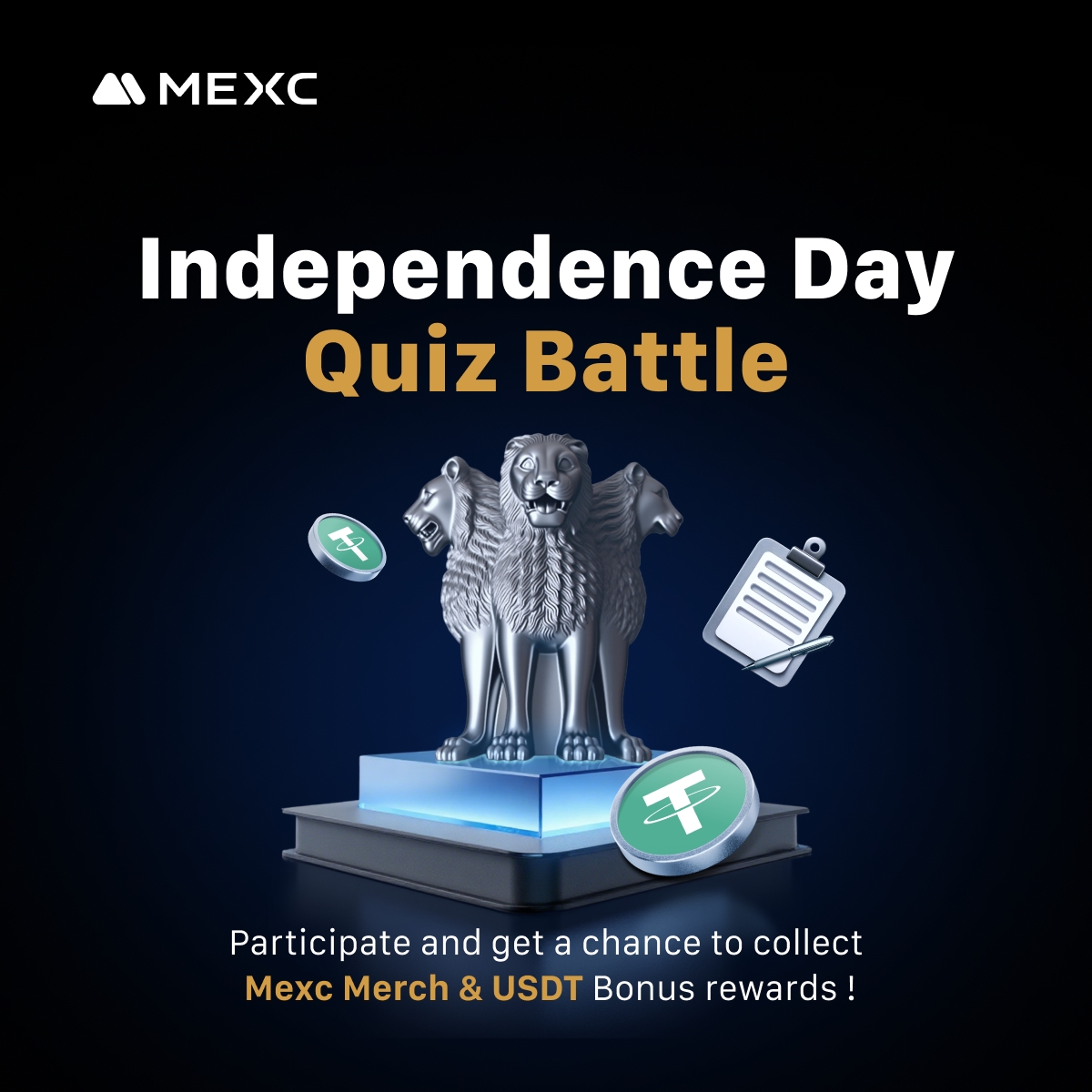 Mexc_South Asia (@mexc_southasia) on Twitter photo 🇮🇳 Independence Day Quiz Battle is LIVE! 🚀
🎯 Tasks to Participate:
1️⃣ Follow <a href="/MEXC_SouthAsia/">MEXC South Asia</a>
2️⃣ Take Quiz: forms.gle/82xZwRcvBzhKaf…
3️⃣ Join: t.me/mexcsouthasia & share your submission screenshot with #IndependenceDaySpecial
4️⃣ Like, Retweet & Tag 3 friends on this tweet 🇮🇳 Independence Day Quiz Battle is LIVE! 🚀
🎯 Tasks to Participate:
1️⃣ Follow <a href="/MEXC_SouthAsia/">MEXC South Asia</a>
2️⃣ Take Quiz: forms.gle/82xZwRcvBzhKaf…
3️⃣ Join: t.me/mexcsouthasia & share your submission screenshot with #IndependenceDaySpecial
4️⃣ Like, Retweet & Tag 3 friends on this tweet