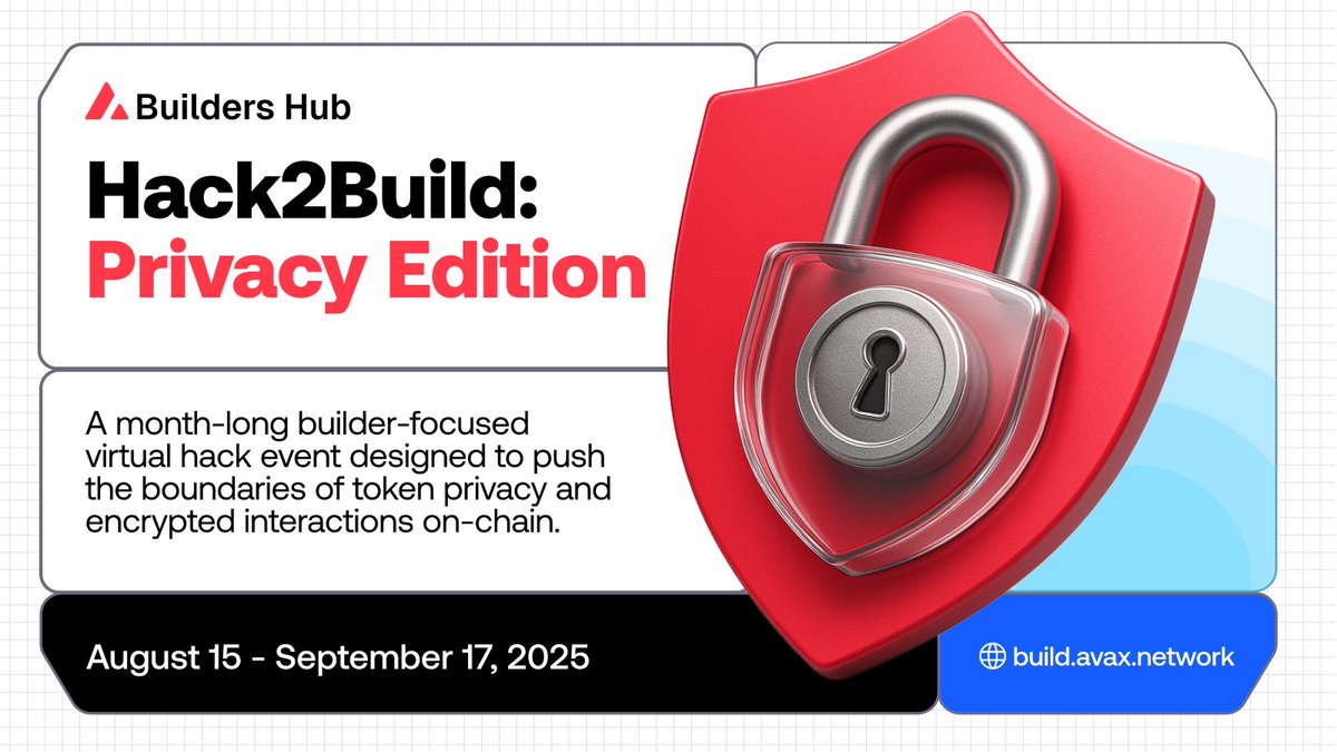 R_Web3_Preacher's tweet image. So so excited for #Hack2Build Privacy Edition kicking off some days ago on @avax

With eERC20s &amp;amp; zk-proofs powering secure on-chain finance, this hackathon is a game-changer.

$15K prizes &amp;amp; Codebase mentorship fuel innovation—perfect for builders shaping a private, decentralized…