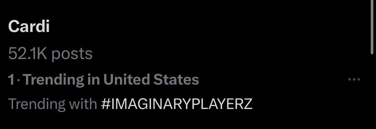 CARDI B currently trending #1 following #IMAGINARYPLAYERZ drop!!🔥