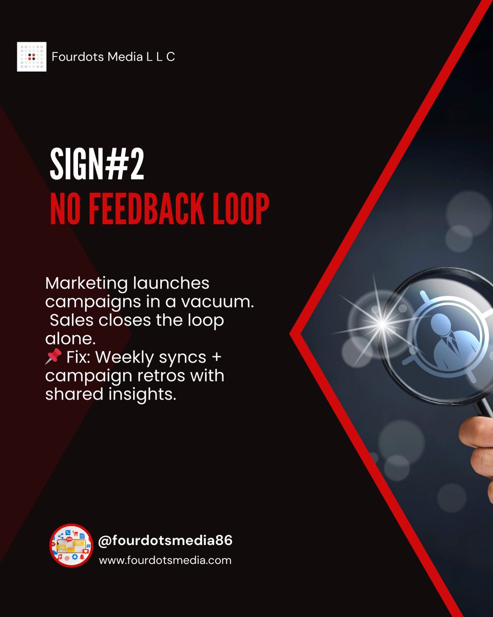fourdots86's tweet image. Leads in, deals out? Not always.
If Sales and Marketing aren’t aligned, your funnel&apos;s leaking revenue.
🚧 Stop working in silos. Start building pipelines together.
#SalesMarketingAlignment #B2BLeadGen #FunnelFix #DemandGenStrategy #FourdotsMedia #RevenueGrowth #B2BMarketing2025