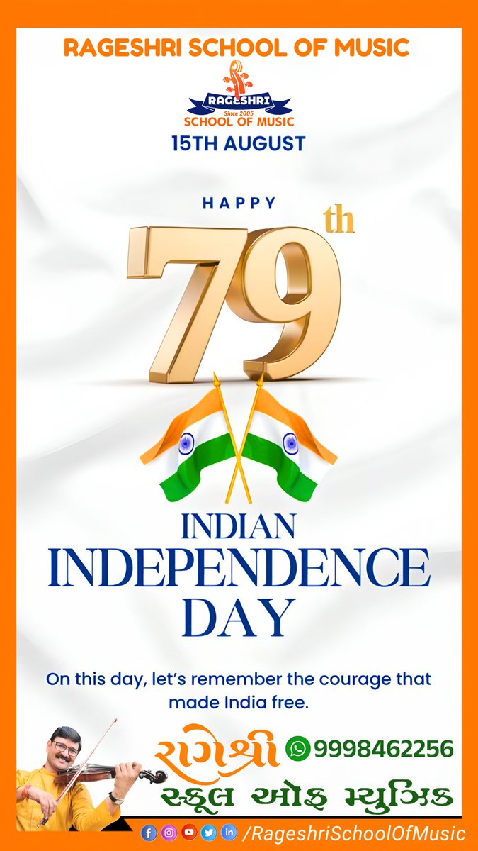 HemantSadhu's tweet photo. Proud to be Indian #IndependenceDay2025" 🇮🇳

"Freedom is in our hearts and in our hands"
Jai Hind!"

#15Aug #15August #15IndependenceDay #JayHind #Freedom #RageshriSchoolOfMusic #HemantSadhu https://t.co/Ob2x1boNjJ