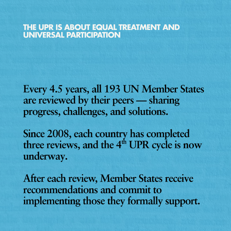 UNHumanRights's tweet photo. Every country. Every 4.5 years. Equal footing. The UPR transforms dialogue into action.

This progress is only possible with sustained support for the UPR Voluntary Funds and our UPR regional advisers programme. 

Let’s ensure every country can turn commitments into real change.