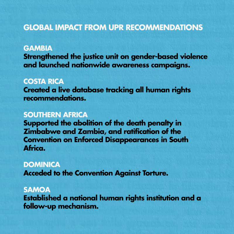 UNHumanRights's tweet photo. Every country. Every 4.5 years. Equal footing. The UPR transforms dialogue into action.

This progress is only possible with sustained support for the UPR Voluntary Funds and our UPR regional advisers programme. 

Let’s ensure every country can turn commitments into real change.
