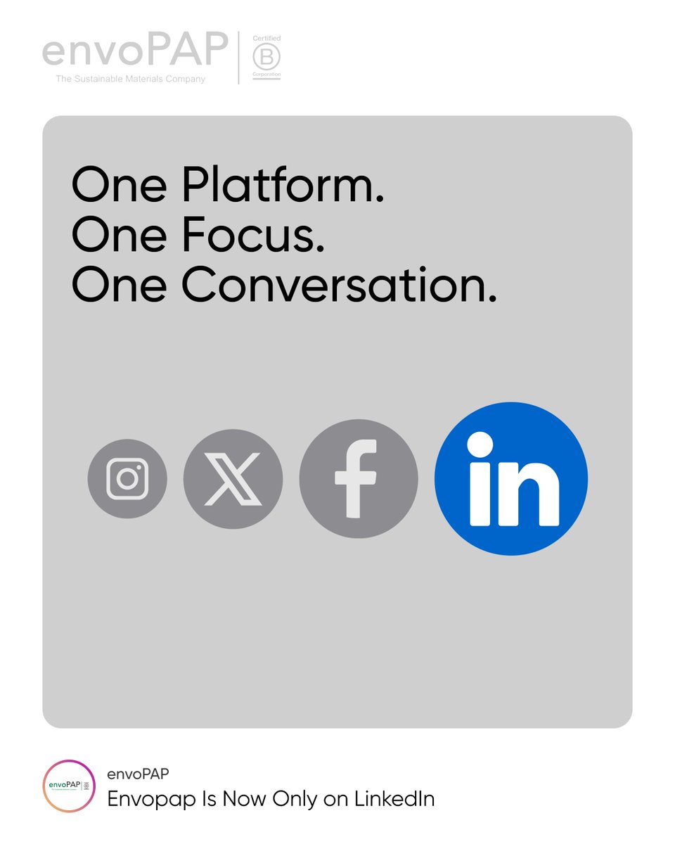 We’re stepping away from Meta &amp; X!

But our journey to create a world without waste continues. 🌍
Every fibre, every design, every choice we make still replaces plastic and restores our planet.

#Envopap #Meta #Facebook #Instagram #Linkedin #X #SocialEngagement