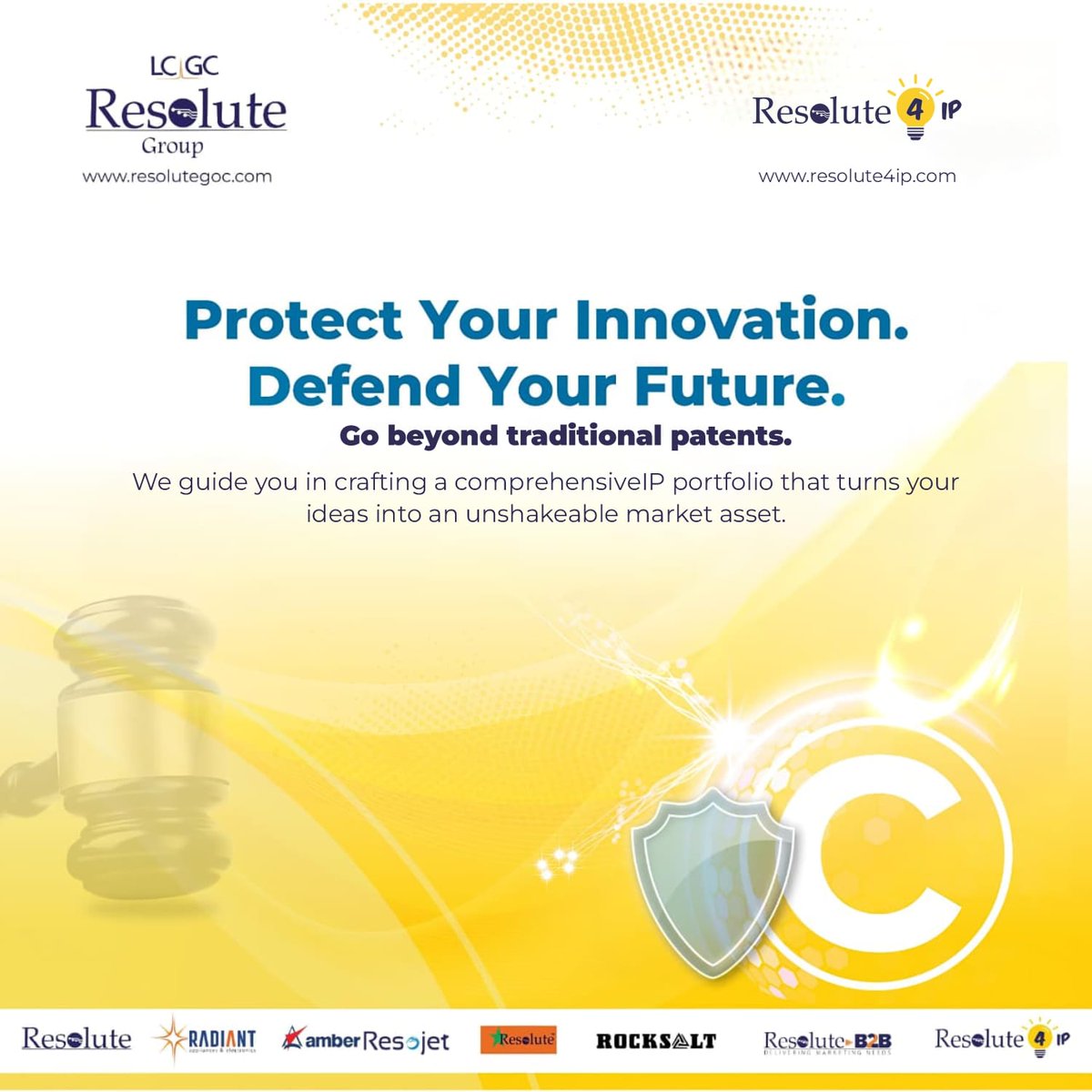 #Innovation needs protection. Resolute4IP (by LCGC Resolute Group) builds powerful #IP portfolios that go beyond patents securing your #ideas, strengthening your market edge, and defending your future. From ideation to #protection we’ve got you covered.
#Resolute4IP #IPStrategy