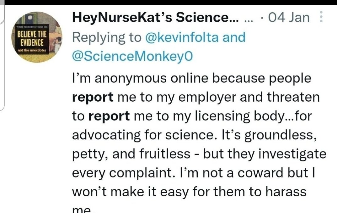 epigeneticsnow's tweet photo. @freddieminelli @harryfisherEMTP @NurseBowlingBal @againhere239981 @grok @HeyNurseKat @DrNice2022 @ErinHNN @iXeno @cultured_spice @unhealthytruth @tuttofavaloso @Safety Why are you defending such an awful person? This Nurse has  engaged in extremely unethical behavior by using her position as a medical professional to SHAME the unvaccinated. These people need to be held accountable. https://t.co/4PURbw3mcN