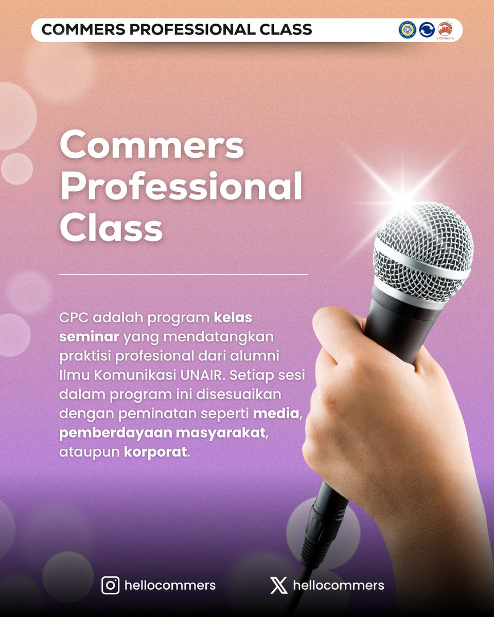 hellocommers's tweet photo. Hello Commers! Are you ready for CPC ⁉️

Program ini dirancang khusus buat kamu yang pengen siap masuk ke dunia kerja yang nyata. Ada banyak insight baru seputar dunia kerja dari para profesional! 🔥

Jadi, sudah siap upgrade diri bareng CPC? https://t.co/3pyDcr38nN