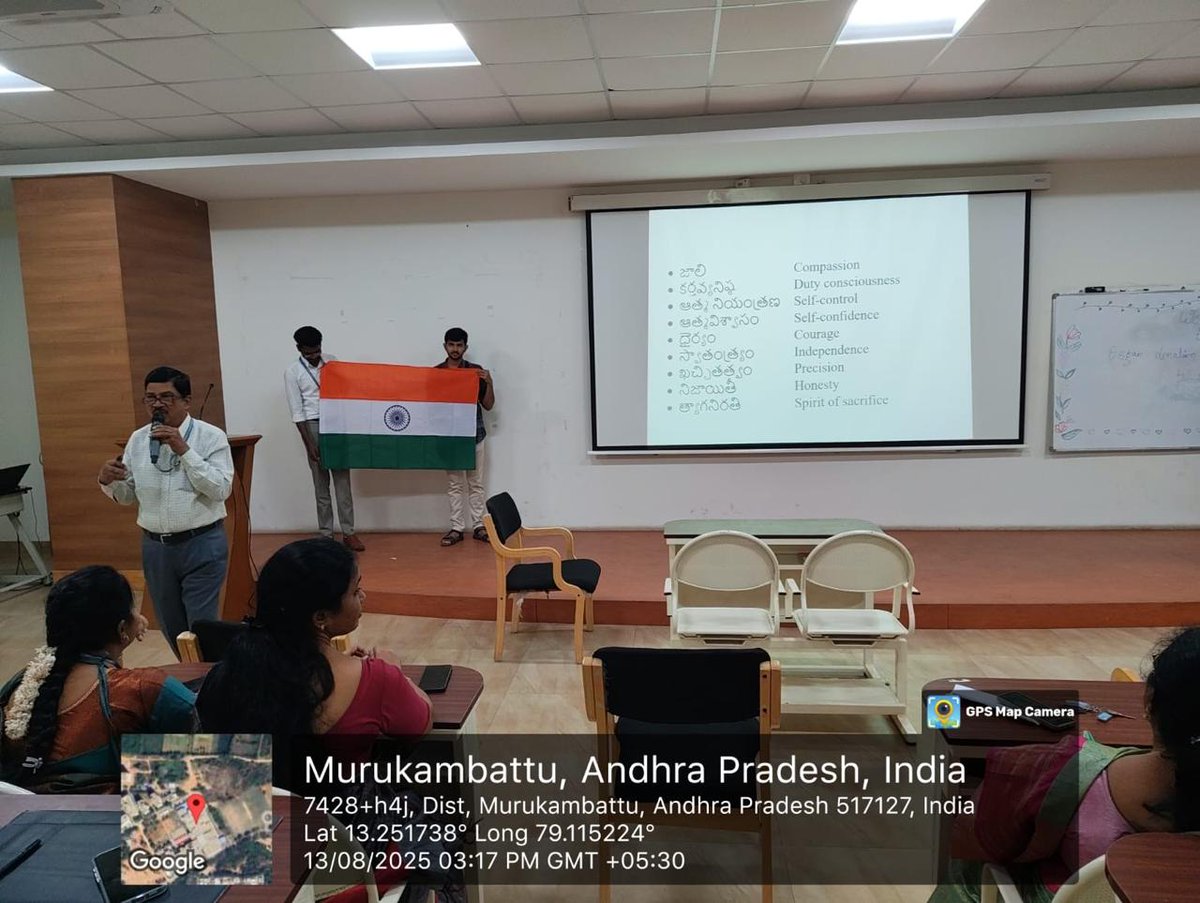 As part of the Har Ghar Tiranga campaign, Dr. K. Ashok Kumar Reddy, Professor &amp; HOD of SPM, addressed the students, highlighting the 24 virtues of the Ashoka Chakra and the message of Satyameva Jayate — “Truth Alone Triumphs"

#HarGharTiranga #AIMSRchittoor  #AzadiKaAmritMahotsav