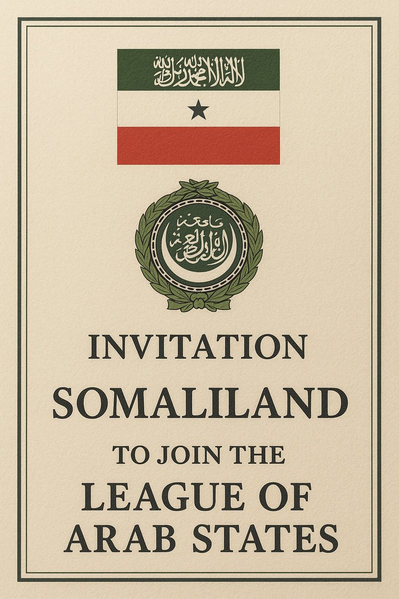Koobaad's tweet photo. Breaking 🚨🚨: With Trump to recognize Somaliland soon member states of the Arab league have reached out to invite Somaliland to join the Arab League.

Somalia joined the arab league through a Somaliland Foreign Minister during the Somali Republic. Somalia will be removed! https://t.co/4eGknnIB3X