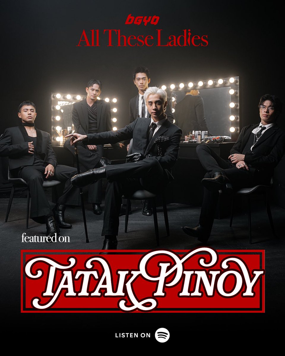 #BGYO_AllTheseLadies is now on 
<a href="/Spotify/">Spotify</a> ‘s 'Tatak Pinoy' Playlist! 🥳

Make sure to stream 'All These Ladies' on the playlist here: open.spotify.com/playlist/37i9d…

#BGYO