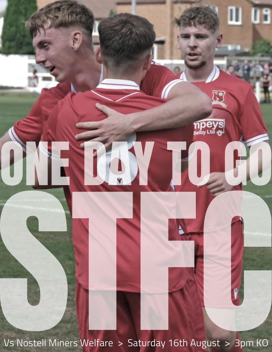 Just one more day until our next league game, and this one’s at home here in Selby at the Fairfax Plant Hire Stadium!
Kick off is 3pm with gates opening around 1.30pm, we look forward to welcoming you all!