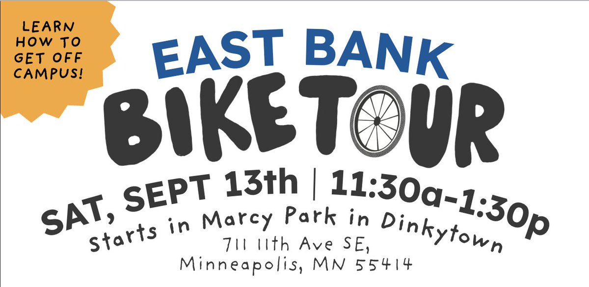 SAVE THE DATE  

East Bank Bike Tour Part 2  
Free Bike Lights + Free Pizza