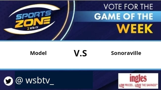GAME of the week  
<a href="/ModelHSAthletic/">Model High Athletics</a> 🆚 <a href="/SHSPhoenixFB/">Sonoraville Football</a> 
Friday,   August 15 @ 7:30pm. 
Come support your favorite team.            
Watch Here: s.id/wsb-tv

 <a href="/ridgehardaker11/">Ridge Hardaker</a> 
  <a href="/CoachJugSmith/">Jug Smith</a>