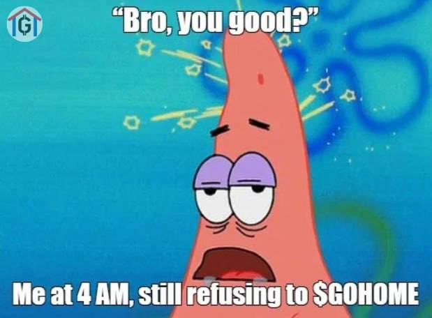 Bro, you good ?   

Me at 4am, still refusing to $GOHOME