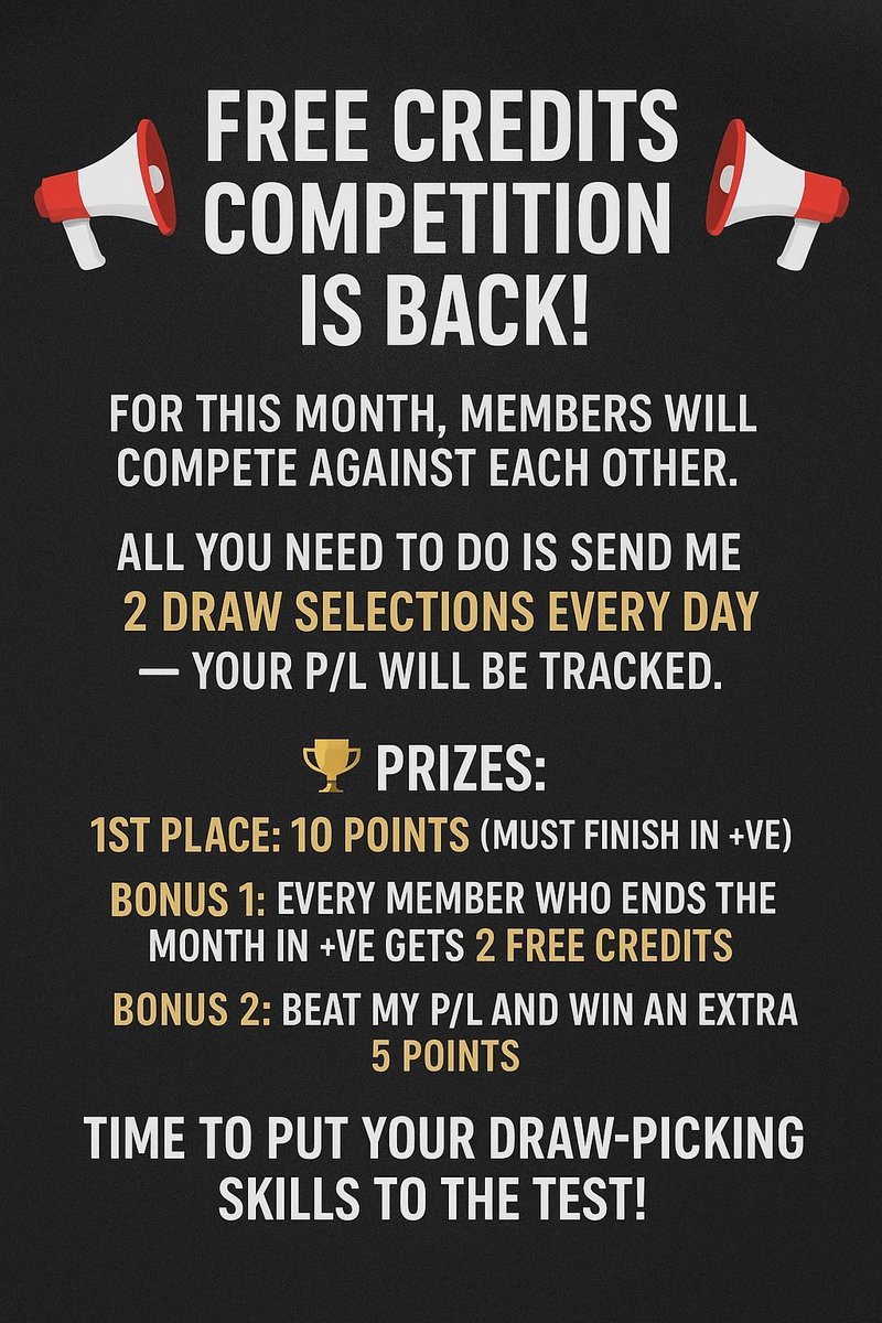 Send me a DM on telegram to enter with your selections