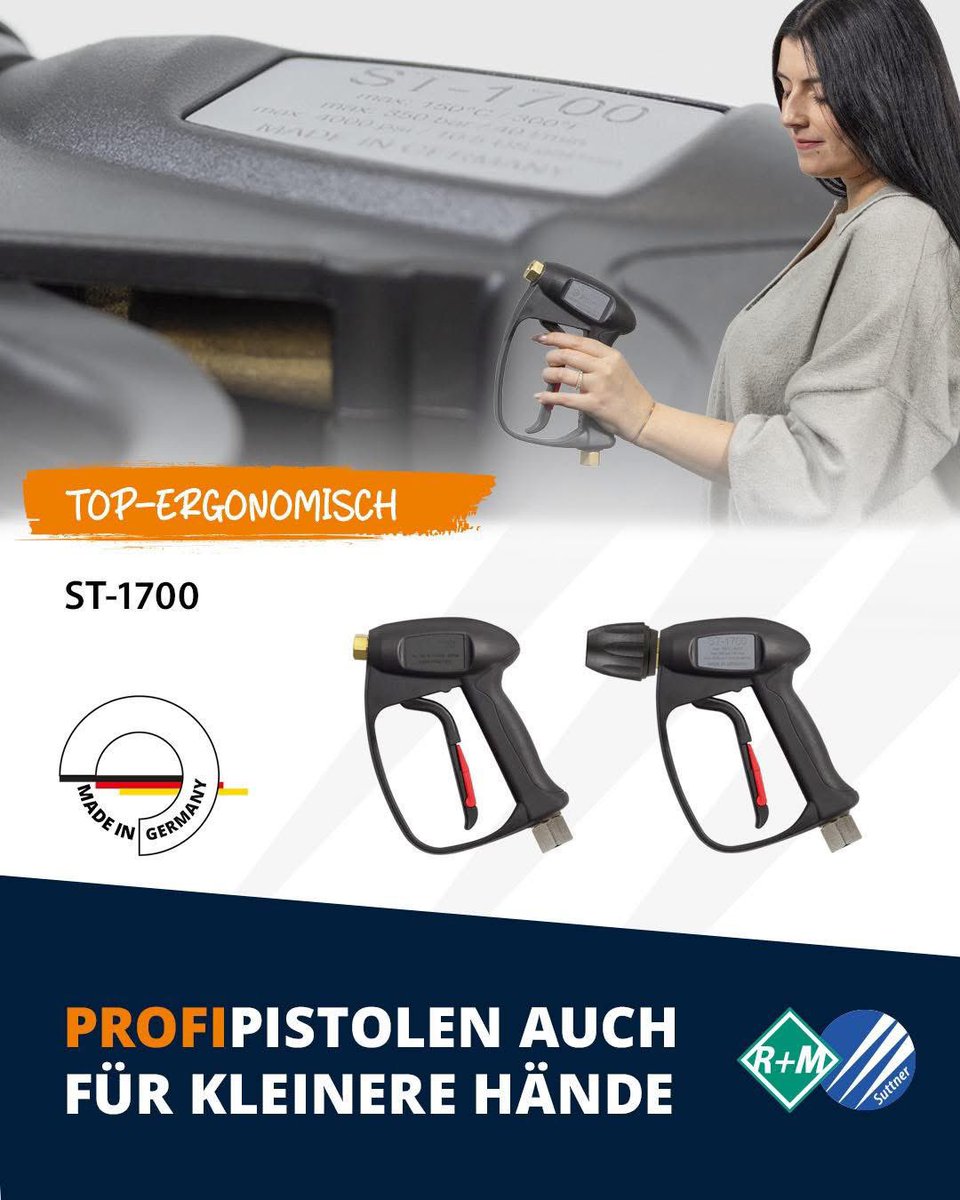 ST-1700 – kompakt &amp; kraftvoll! 💧
Für kleinere Hände entwickelt, trotzdem volle Power: 350 bar, bis 150 °C – perfekt für Profis. Handlich, effizient, ergonomisch.

👉shop.rm-suttner.com🏪🛒

#rmsuttner #suttner #hochdruckspritzpistole #madeingermany #workingwithhighpressure