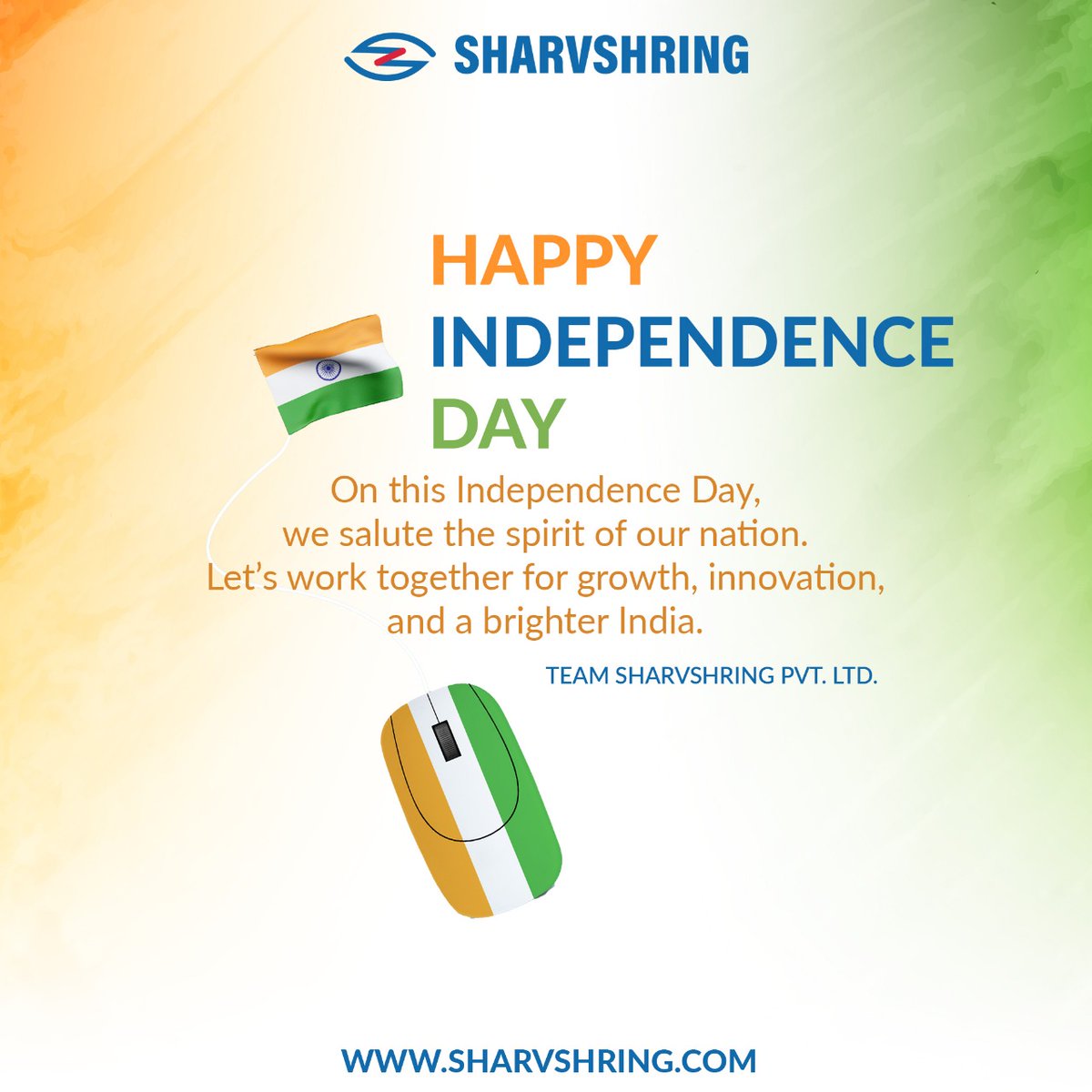 sharvshring's tweet photo. "Freedom is our heritage,
Progress is our mission.
This 15th August,
let’s pledge to build a stronger tomorrow."
– Sharvshring Pvt. Ltd. 🇮🇳
#IndependenceDay #India #sharvshring https://t.co/cmNMuYAZCu