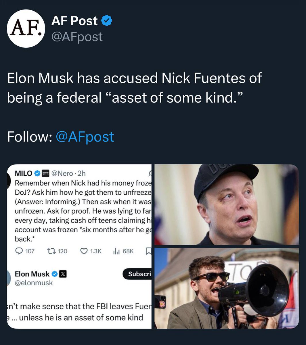 Tucker Carlson, Candace Owens, Milo, and now Elon Musk have all accused Nick Fuentes of being a fed in what looks like a coordinated attack.