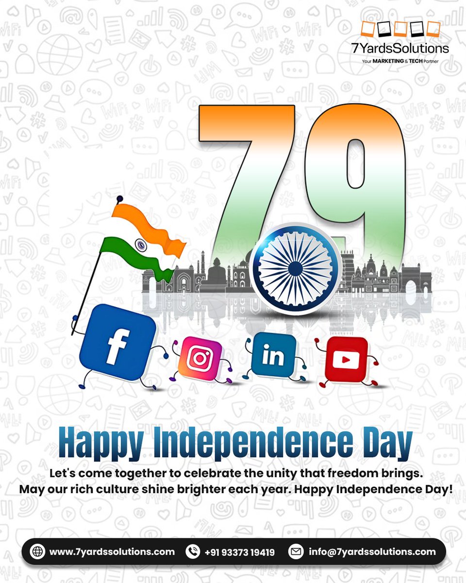 7yardssolutions's tweet photo. 🇮🇳 Happy Independence Day! 🎉

Let’s celebrate freedom, unity &amp; progress.

🌟 Freedom to Create | Freedom to Grow | Freedom to Succeed 🌟

#7yardssolutions #happyindependenceday #IndependenceDay #FreedomToGrow #ProudIndian #AzadiKaAmritMahotsav #DigitalIndia #JaiHind #celebrate https://t.co/LnIxnfc0v1