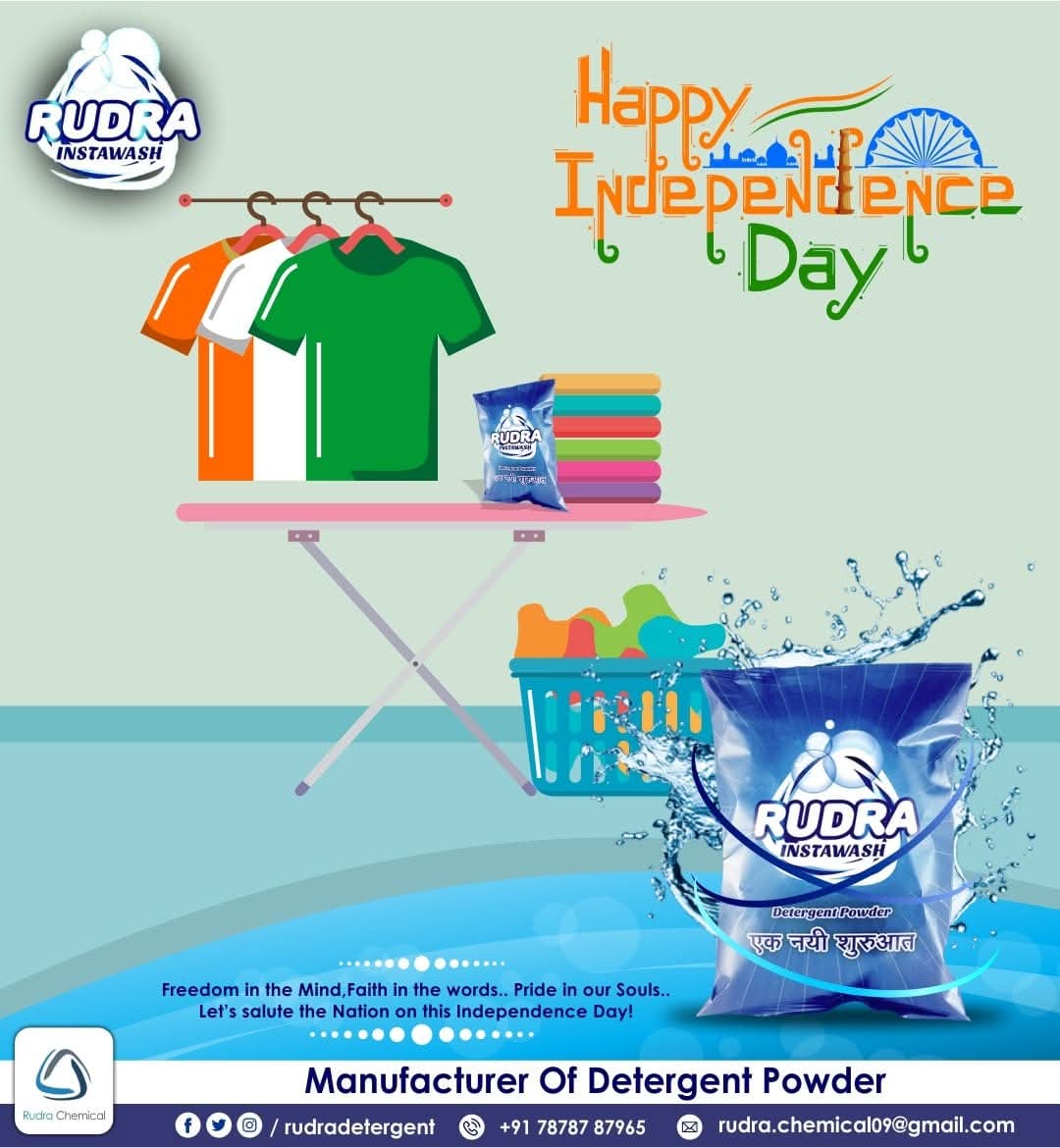 Rudradetergent's tweet photo. Saare Jahan Se Accha Hindustan Humaara 🇮🇳

#स्वतंत्रतादिवस #JaiHind #IndependenceDay
#IndependenceDayIndia #VandeMatram

#RudraInstawash #RudraDetergentPowder #LaundryDetergent #Detergent #DetergentPowder #HathoKiRakshaKapdoKiSuraksha #EkNayiShuruaat #Cleancloths #Freshcloths https://t.co/A91v2REqZH