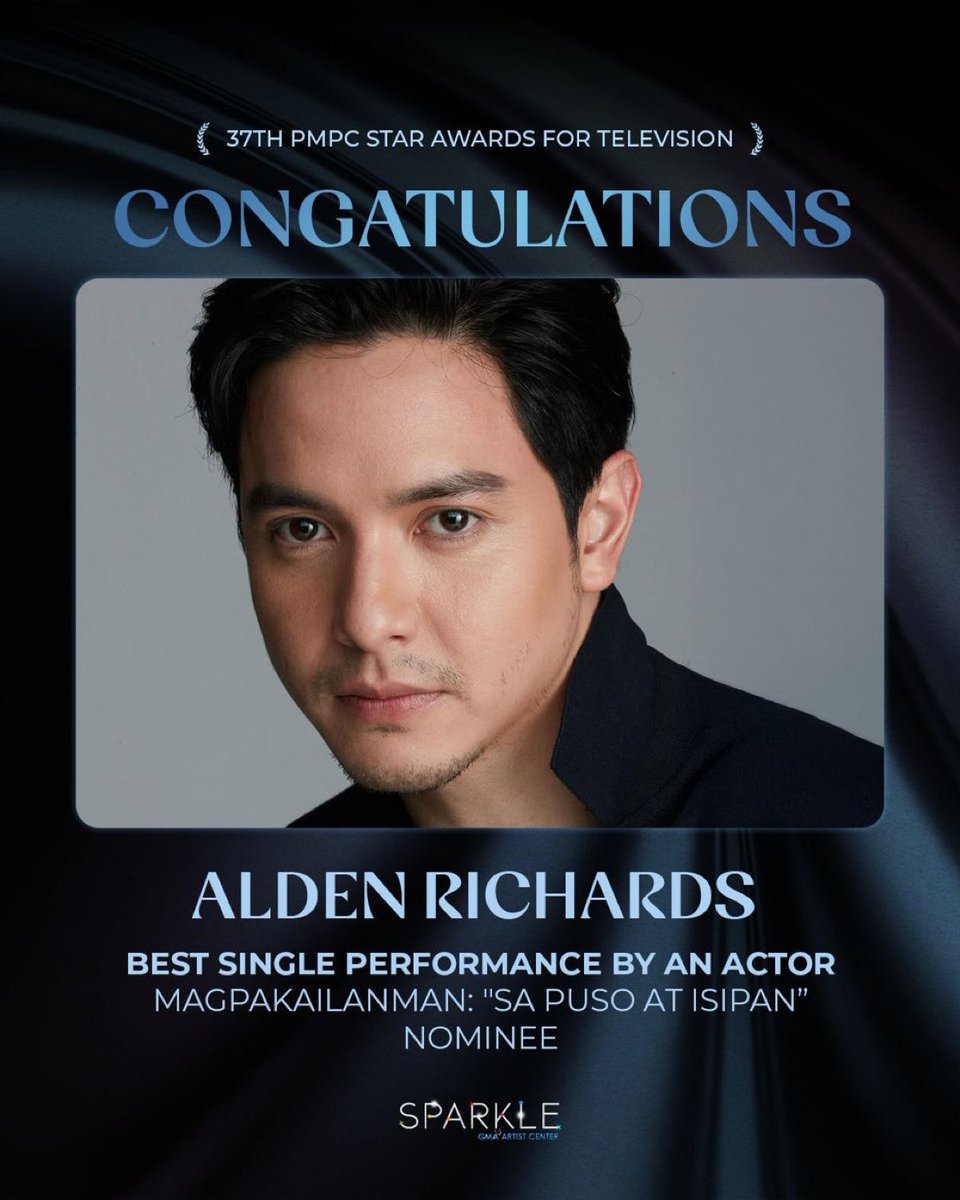 TigerIsAFan 💗Team Alden (@jeanniedv) on Twitter photo Congratulations to Alden Richards on his nomination for Best Single Performance by an Actor for 'Magpakailanman: SA PUSO AT ISIPAN (The Cantillana Family Story) at the 37th PMPC Star Awards for Television! ✨
#AldenRichards
<a href="/aldenrichards02/">Alden Richards</a> Congratulations to Alden Richards on his nomination for Best Single Performance by an Actor for 'Magpakailanman: SA PUSO AT ISIPAN (The Cantillana Family Story) at the 37th PMPC Star Awards for Television! ✨
#AldenRichards
<a href="/aldenrichards02/">Alden Richards</a>