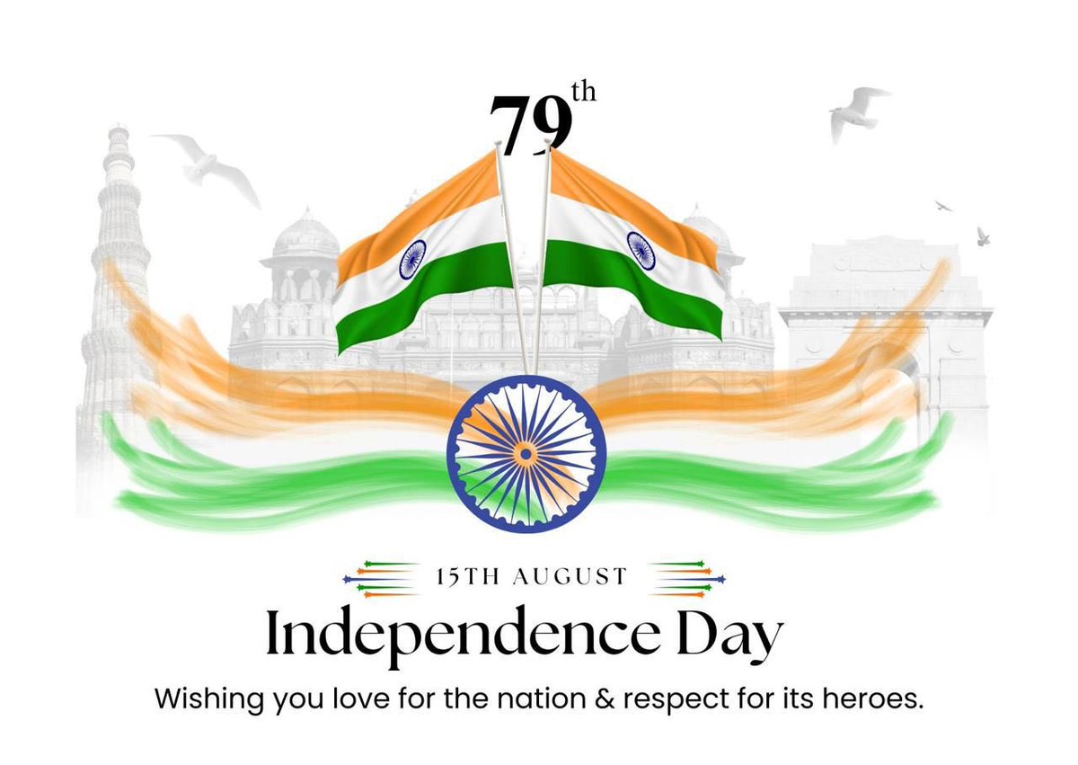 🇮🇳 Happy Independence Day🎉
Let’s honor our heroes, uphold our values, and work for a brighter, united India.🤝
Proud to be an Indian—today &amp; always.
Jai Hind! ✨ 
#IndependenceDay #IndiaAt78