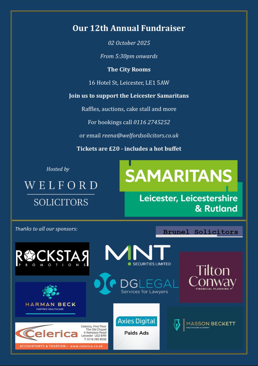 ranjit thaliwal (@ranjitst) on Twitter photo Join us to support the Leicester Samaritans brilliant ongoing work.
<a href="/samaritans/">Samaritans</a>
<a href="/LeicesterSams/">Leicester Samaritans</a>
<a href="/AniltailorT/">Anil Tailor</a> <a href="/MartinCullenRS/">Martin Cullen 🌹</a> Join us to support the Leicester Samaritans brilliant ongoing work.
<a href="/samaritans/">Samaritans</a>
<a href="/LeicesterSams/">Leicester Samaritans</a>
<a href="/AniltailorT/">Anil Tailor</a> <a href="/MartinCullenRS/">Martin Cullen 🌹</a>