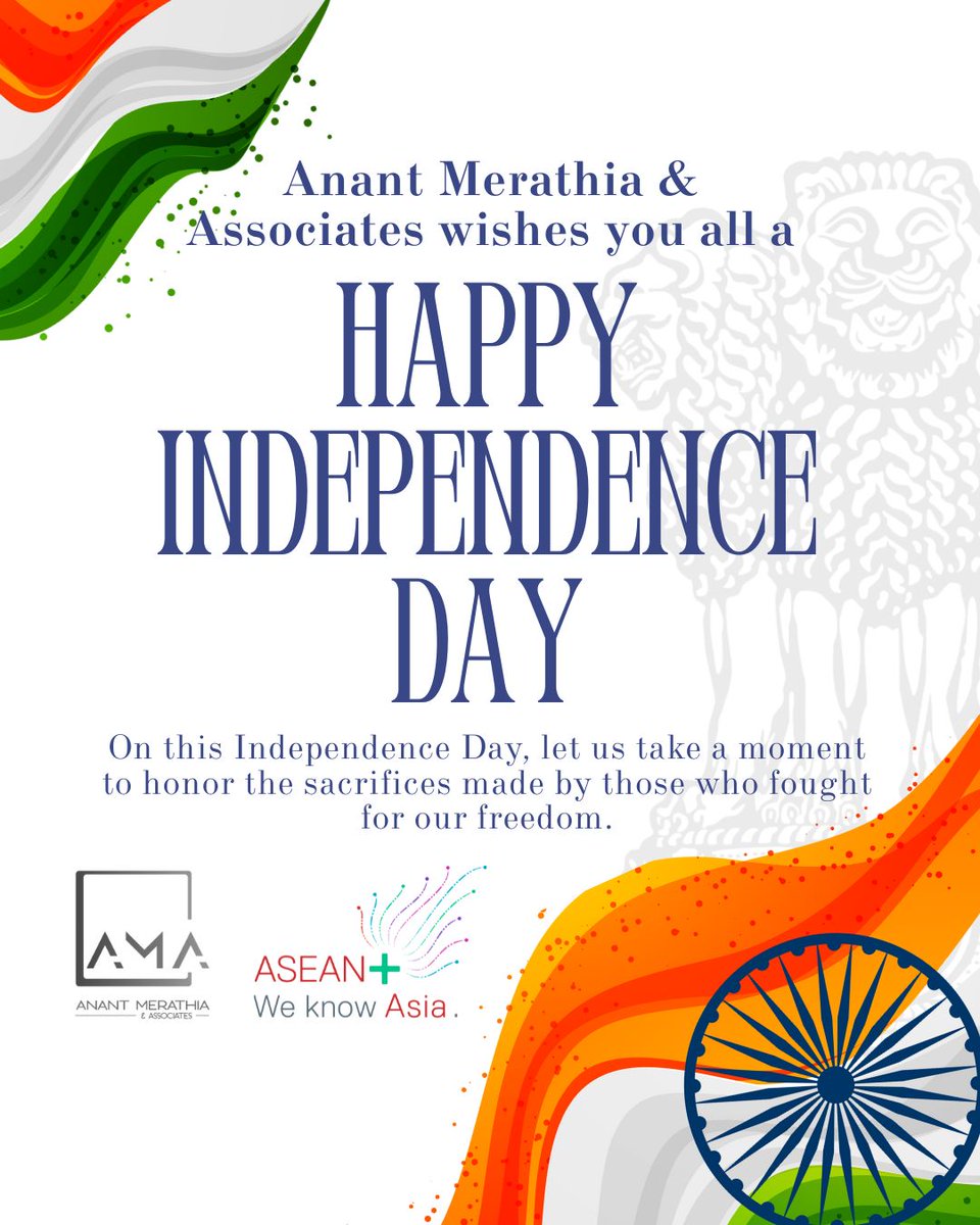 AnantMerathiaA's tweet photo. AMA wishes you all a Happy Independence Day! 🇮🇳✨

#IndependenceDay #Freedom #ProudToBeIndian #India #AMA

@anant_merathia https://t.co/48mWv67T33