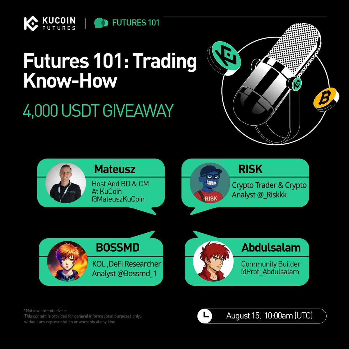 KuCoin Futures โก๏ธ (@kucoinfutures) on Twitter photo ๐ Futures 101 AMA Live!
๐
Aug 15, 10:00 AM UTC
๐ 4,000 USDT Up for Grabs!
Join live, learn, and win!
How to enter:
1๏ธโฃ Follow <a href="/KuCoinFutures/">KuCoin Futures โก๏ธ</a>
2๏ธโฃ Like โค๏ธ, RT ๐ & Tag 3 friends
3๏ธโฃ Join the Space: x.com/i/spaces/1eaKbโฆ
4๏ธโฃ Register KuCoin Futures & Trade
โ๏ธ Sign up now: ๐ Futures 101 AMA Live!
๐
Aug 15, 10:00 AM UTC
๐ 4,000 USDT Up for Grabs!
Join live, learn, and win!
How to enter:
1๏ธโฃ Follow <a href="/KuCoinFutures/">KuCoin Futures โก๏ธ</a>
2๏ธโฃ Like โค๏ธ, RT ๐ & Tag 3 friends
3๏ธโฃ Join the Space: x.com/i/spaces/1eaKbโฆ
4๏ธโฃ Register KuCoin Futures & Trade
โ๏ธ Sign up now:
