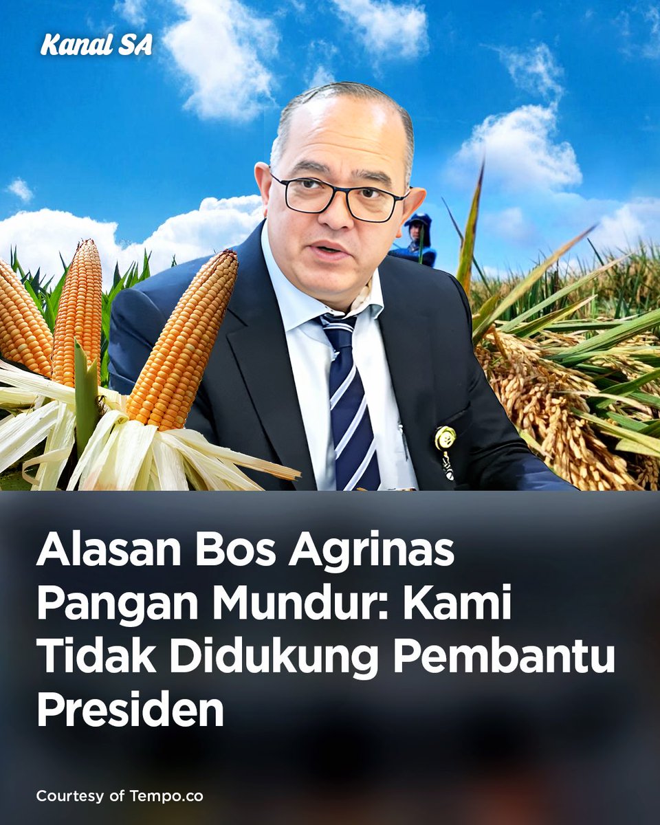 kanalsa_id's tweet photo. Direktur Utama PT Agrinas Pangan Nusantara (Persero) Joao Angelo De Sousa Mota mundur walaupun baru enam bulan menjabat. Dia menyebut alasan pengunduran dirinya lantaran belum bisa berkontribusi terhadap perekonomian negara dan para petani. https://t.co/5J2ilXH7PU