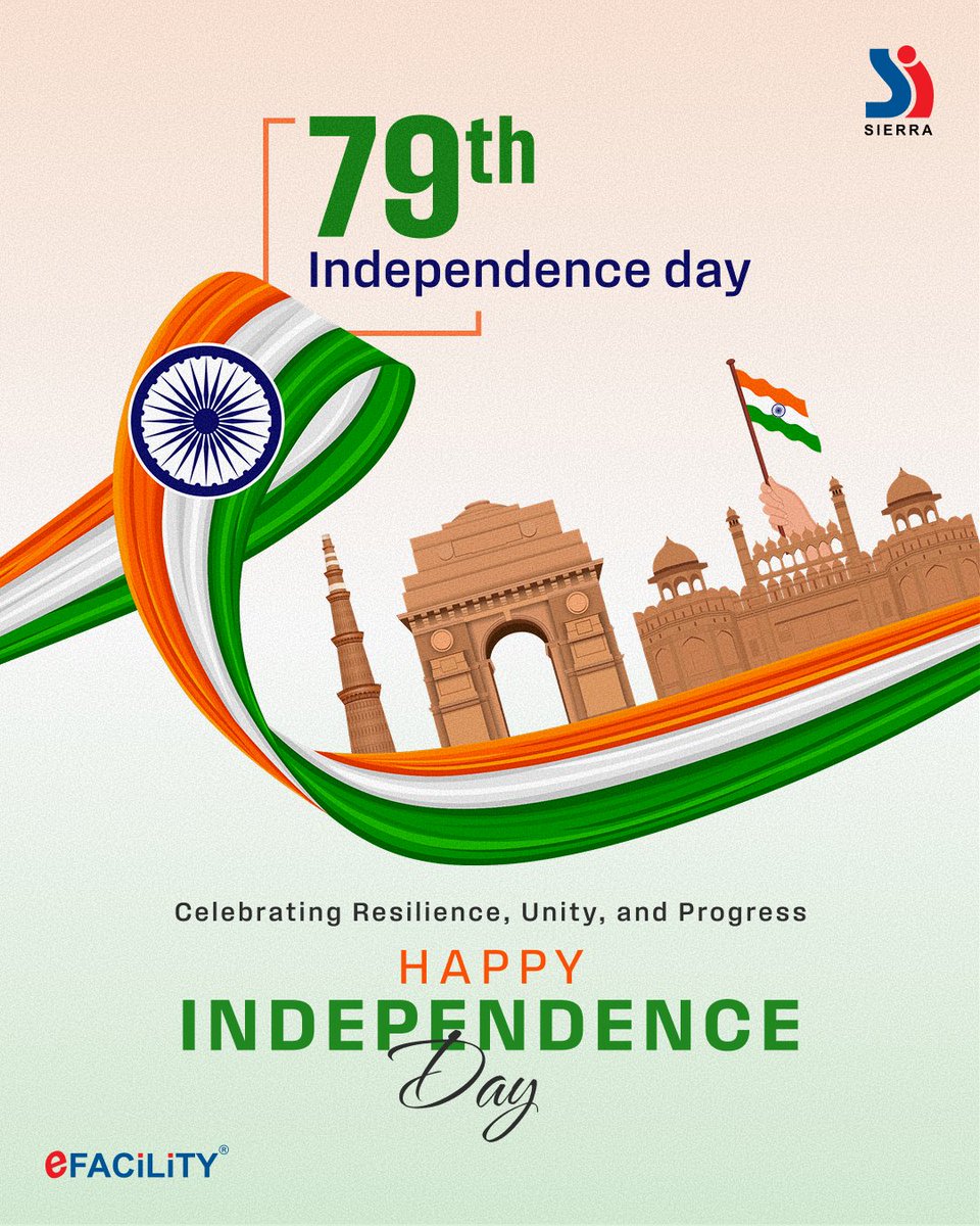 efacilityin's tweet photo. Celebrating 78 years of freedom, resilience &amp; innovation.

Here’s to building a smarter, sustainable India — together.

Happy Independence Day from all of us at SIERRA ODC.

#eFACiLiTY #IndiaAt78 #IndependenceDay2025 #SmartIndia #JaiHind https://t.co/nU5oejhziJ