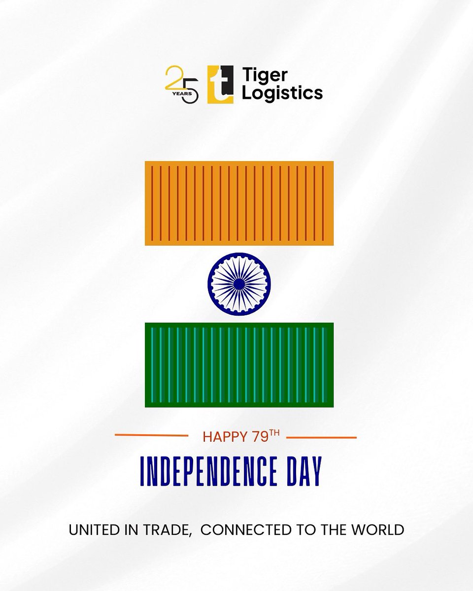 tiger_logistics's tweet photo. Happy Independence Day! 🇮🇳 Honoring India's spirit of progress &amp; global trade. United in trade, connecting India to the world. 📦🌎 #IndependenceDay #TigerLogistics #IndiaCelebrates https://t.co/SYUvzLUiST