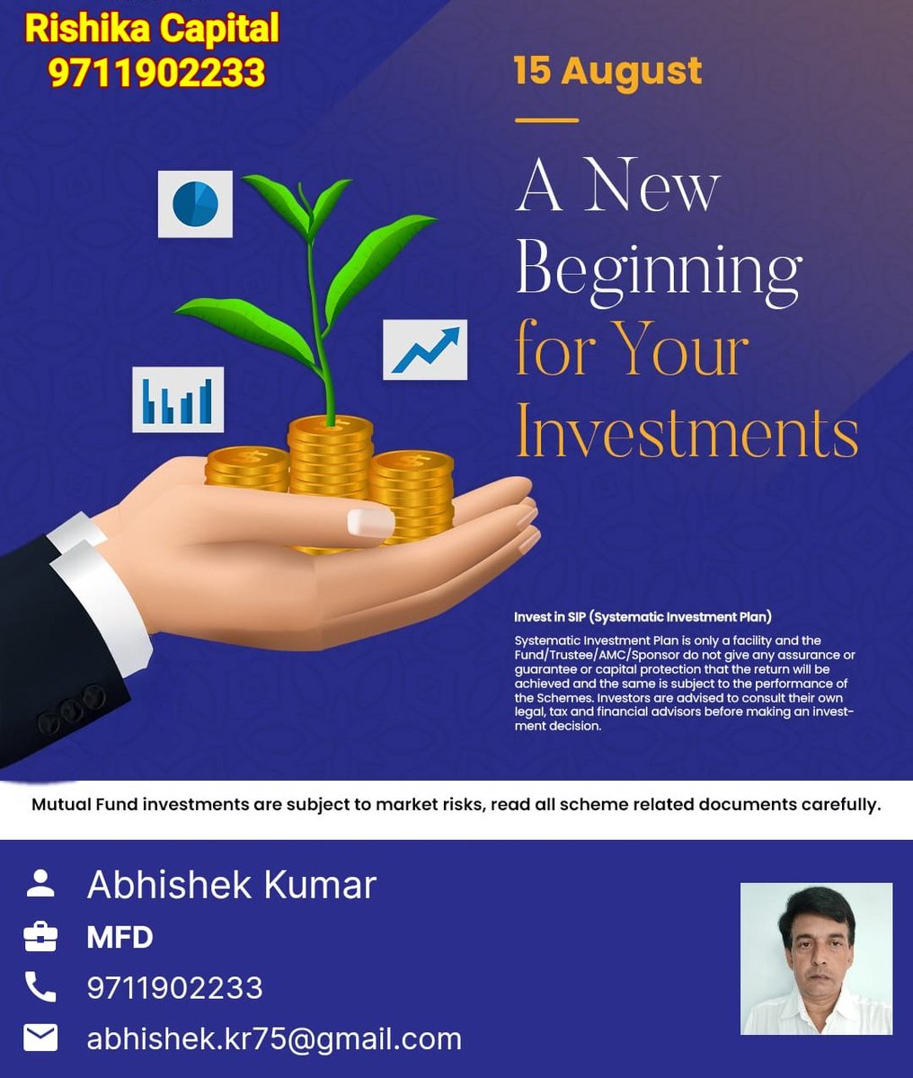 Kumar20061975's tweet photo. Let every month be a step towards financial discipline and growth. Happy Independence Day

Abhishek Kumar 
9711902233
 https://t.co/tdwQwJoGLq https://t.co/btRHv8dCa3