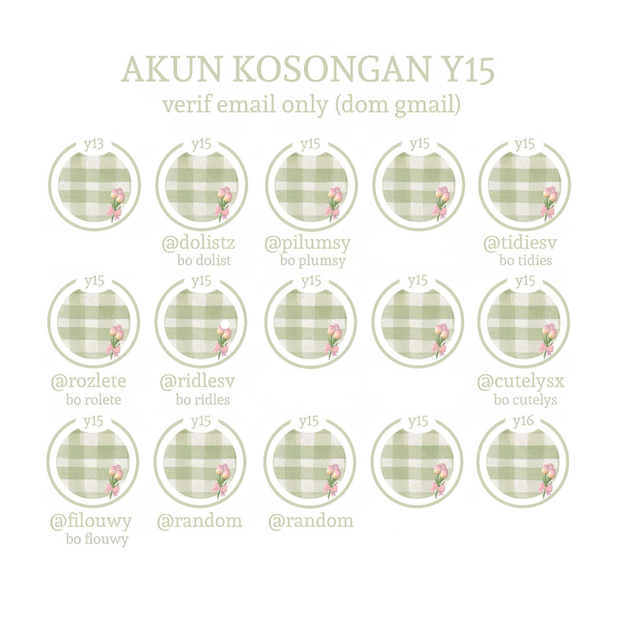 silnken's tweet photo. *AKUN KOSONGAN Y15*

Ꮺ verif email only (Gmail)
Ꮺ go green 
Ꮺ masuk mt only, ht sambil dimainin 
Ꮺ bisa langsung ganti usn
Ꮺ dapat data lengkap

💰 : 10.500/each
#zonauang #zonajajan https://t.co/pAOovcJcXP