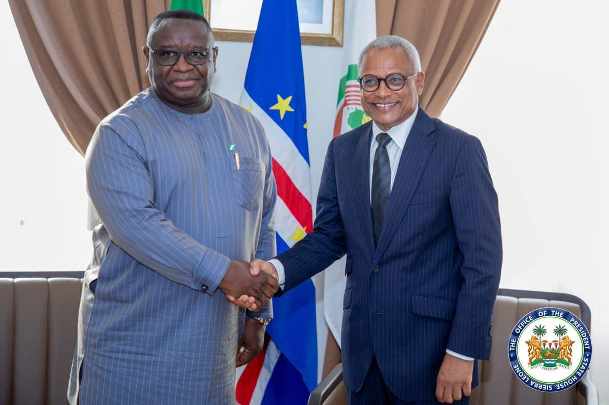 Presidency | Sierra Leone 🇸🇱 (@presidency_sl) on Twitter photo His Excellency <a href="/julius_maadabio/">Julius Maada Bio</a> received a warm welcome from his colleague, President José Maria Neves, during his official visit to Cape Verde. Together, they engaged in constructive discussions aimed at fostering cooperation between their nations and expressed their strong His Excellency <a href="/julius_maadabio/">Julius Maada Bio</a> received a warm welcome from his colleague, President José Maria Neves, during his official visit to Cape Verde. Together, they engaged in constructive discussions aimed at fostering cooperation between their nations and expressed their strong