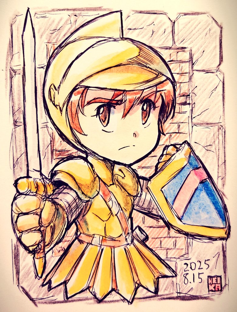 heikahp's tweet image. 今日はタイムライン的にギルの流れが来てるので、ボールペン一発描き＆水彩塗りで30分仕上げだ！
#ドルアーガの塔 #ギル描いてみた