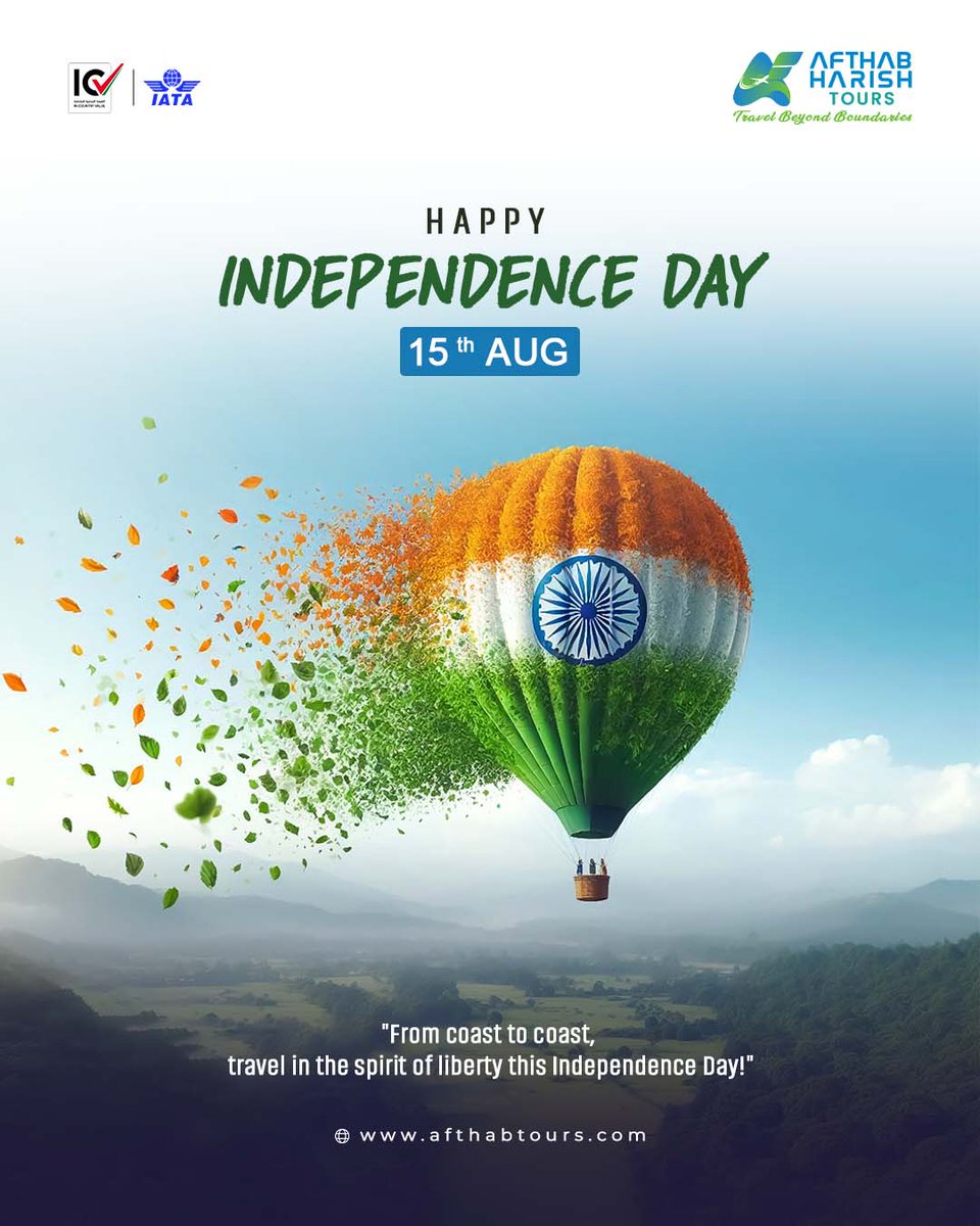 Afthab_Tours's tweet image. 🇮🇳 Wishing you a journey filled with freedom, joy, and new horizons this Independence Day. May the spirit of liberty guide your adventures, today and always!
#TravelWithFreedom #ExploreMore #JourneyOfFreedom #CelebrateIndependence