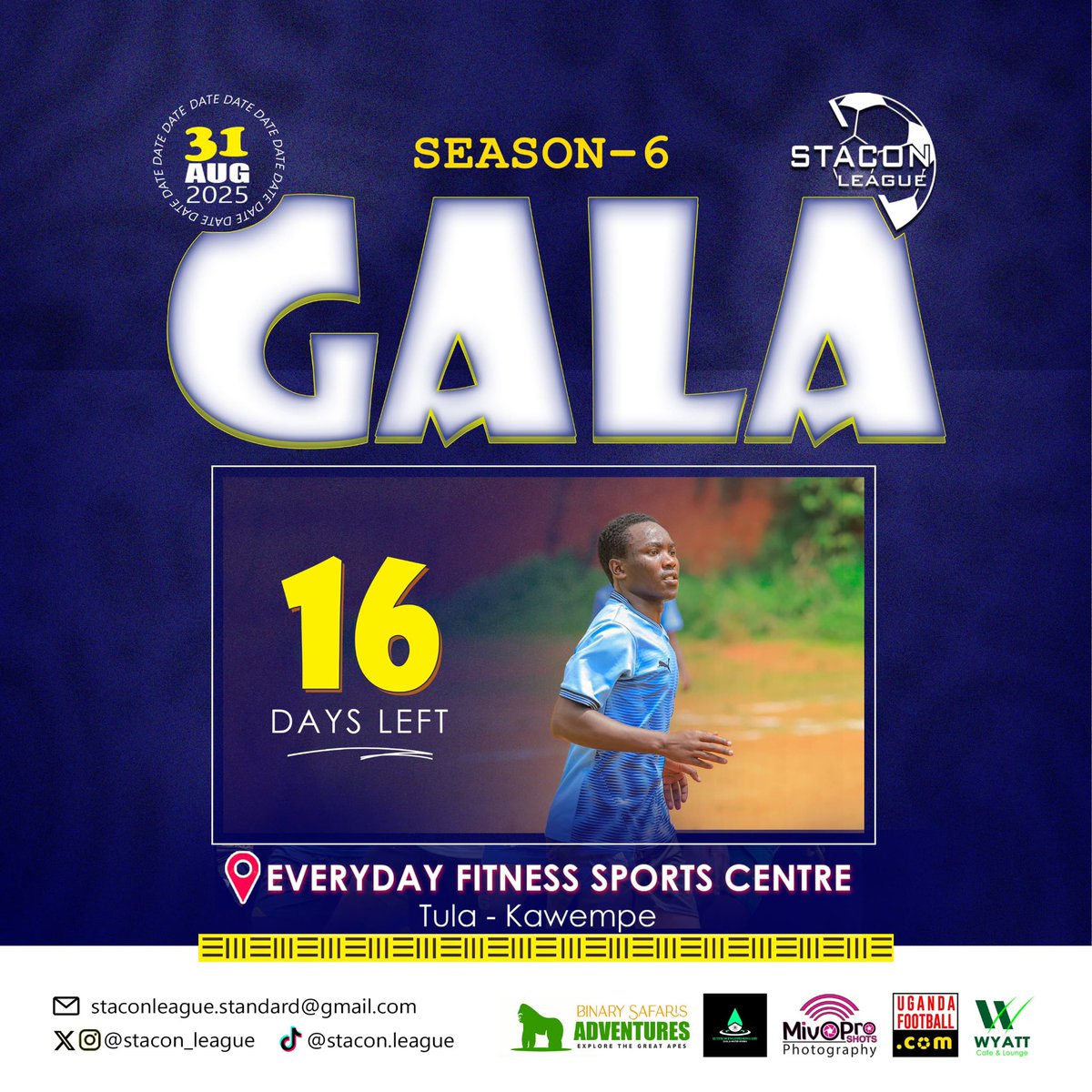 COUNT DOWN
16 DAYS TO GO!!!
STACON GALA 4th Edition 📣📣📣📣
31st August 2025 Everyday fitness Sports Centre
