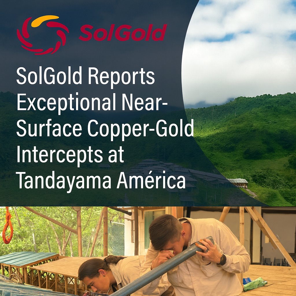 🚨 140m @ 0.92% CuEq from 8m in TAD-58 — our strongest near-surface hit at #Cascabel to date.
Another step toward closing the value gap.

See News: bit.ly/45wiajB
#Copper #Gold #Mining #Ecuador $SOLG