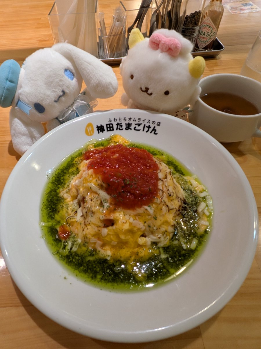 バジルソースでオムァーベラス

#がおぱわるぅのオムフェス 
#がおぱわるぅ