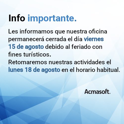 📢 Viernes 15/8: feriado en Argentina 🇦🇷
No trabajamos.
Nos vemos el lunes 👋
#Feriado