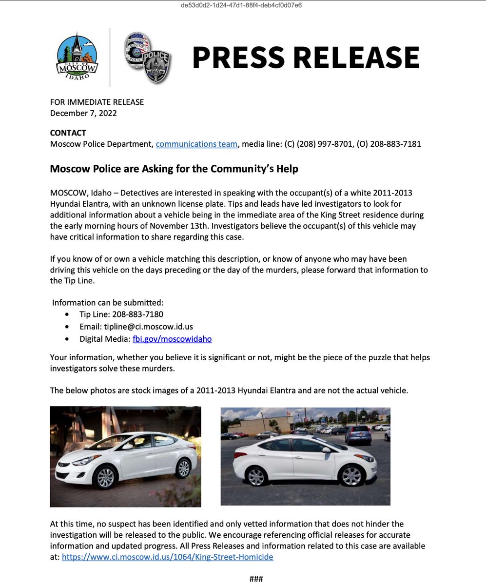rise4thespiral's tweet photo. 🪡🧵
#Pullman doc thread.
Pt 5.
Official BOLO/Press Release for Moscow.
#Kohberger #BryanKohberger #XanaKernodle #KayleeGoncalves #Goncalves #Idaho #Idaho4 #PullmanWA #PullmanPolice #PullmanPD #BOLO #publicrecord #crime #Moscow #MoscowPD #MoscowID https://t.co/AQgb5Ztr7a