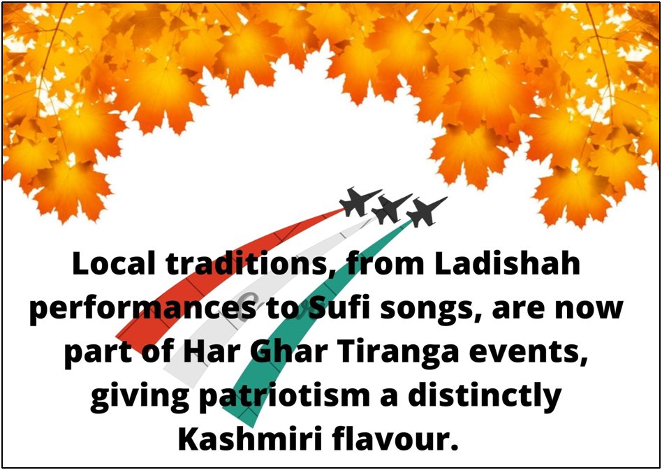 Ladishah and Sufi performances in Kashmir’s rallies give patriotism a local flavor, connecting hearts while preserving culture. #HarGharTiranga #KashmirWithTiranga
