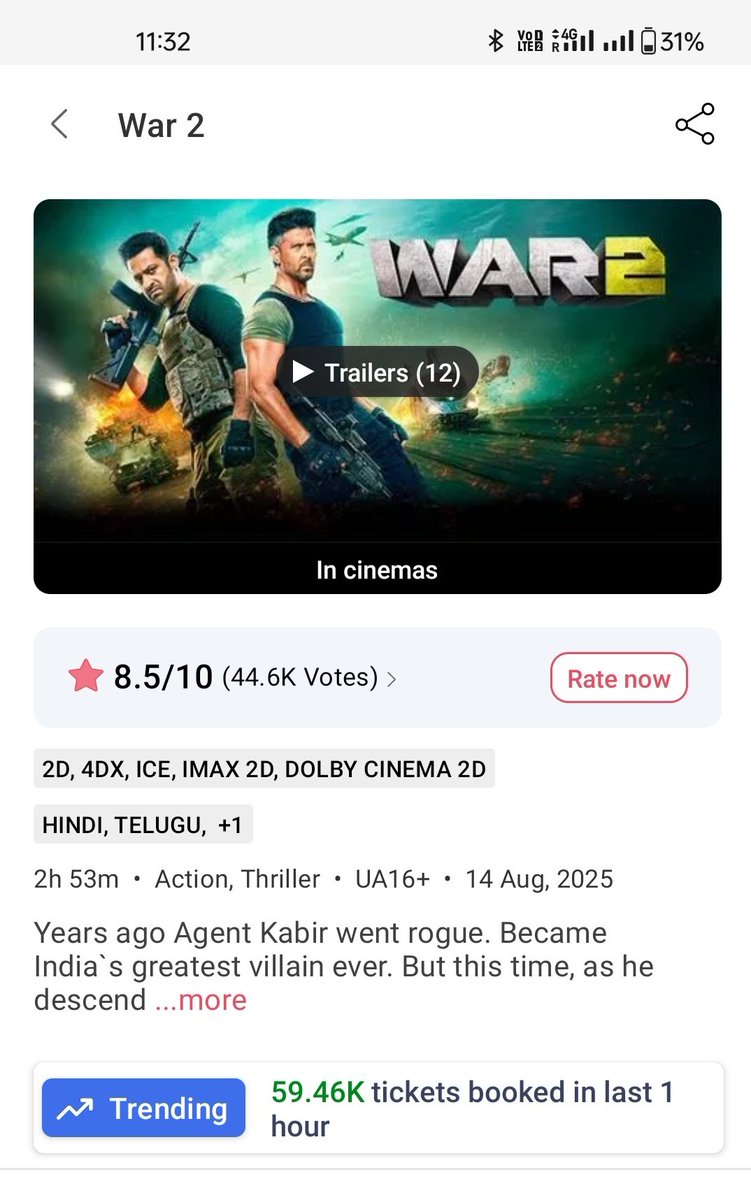 This is called Public Love❤ #War2💥
 
Audience Love <a href="/iHrithik/">Hrithik Roshan</a> <a href="/tarak9999/">Jr NTR</a>

#BlockbusterWar2 | #War2 |
#HrithikRoshan𓃵 |#NTRJr |
#KiaraAdvani